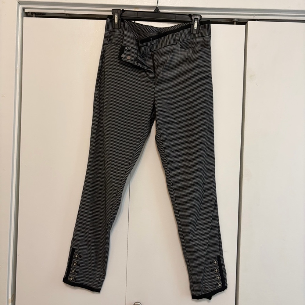 The Limited Black and White Micro-Houndstooth Slim Trousers